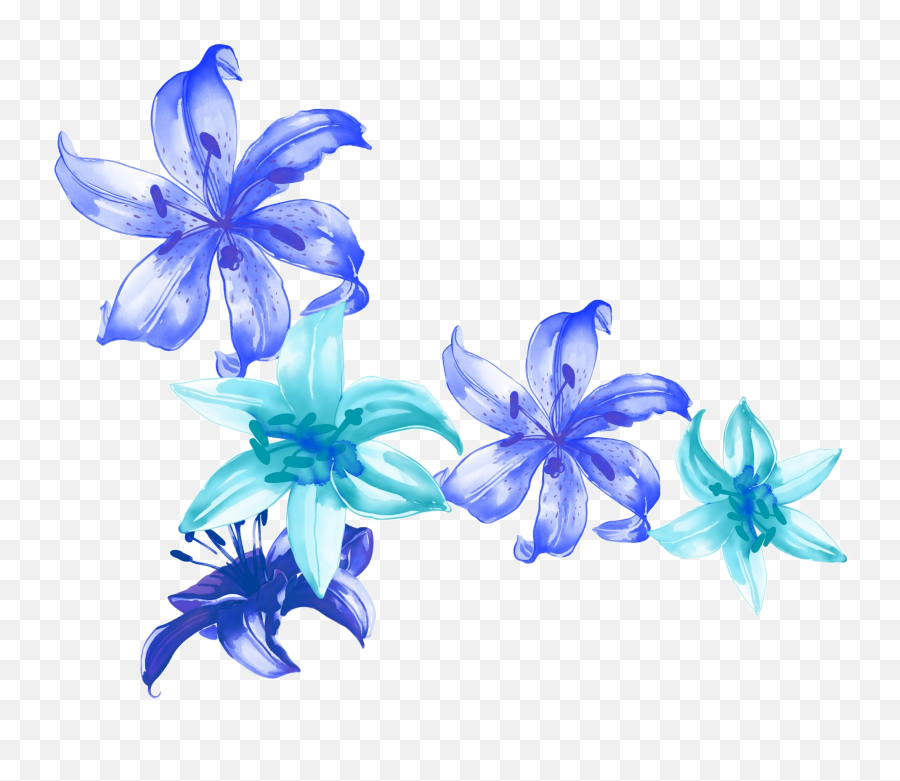 Download Blue Watercolor Painting Petal - Purple Blue Watercolor Flower Png,Lily Flower Png