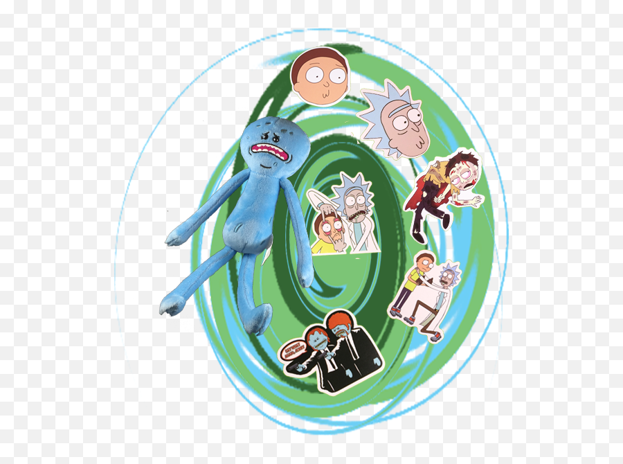 Mr Meeseeks Plushie And Sticker Bundle - Illustration Png,Mr Meeseeks Png