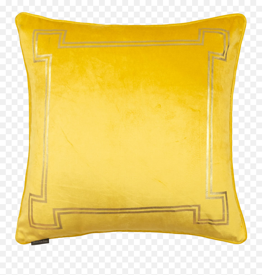 Contemporary Aria Mustard Yellow Velvet Pillow With Gold Foil Accents - Throw Pillow Png,Gold Foil Png