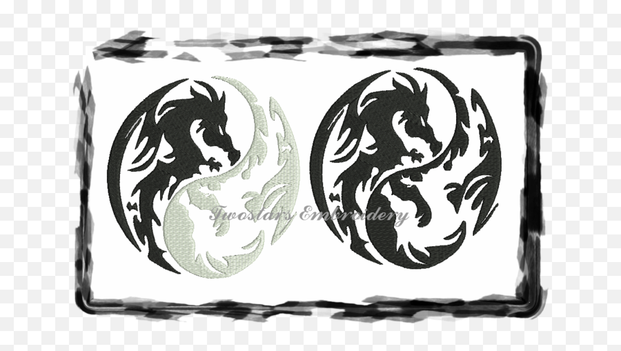 Yin Yang Dragons 2 Versions 5x7 Fill Stitch Designs Digital Embroidery Files - Tatuaje Yin Yang Dragon Png,Yin Yang Logo