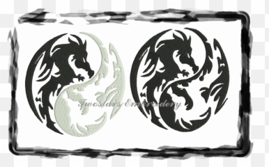 Yin Yang Dragons 2 Versions 5x7 Fill Stitch Designs Digital Embroidery Files - Tatuaje Yin Yang Dragon Png,Yin Yang Logo