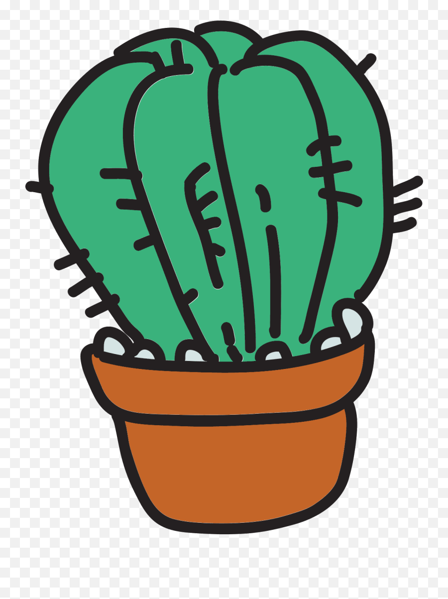 Download Hd Cactus In Pot Icon - Png Cacti Doodle Kaktus Biru Png,Cacti Png