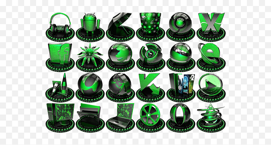 Black And Green Icon Set V2 - Icon Pack Green Rocketdock Icons Pack Png,Green Icon Pack