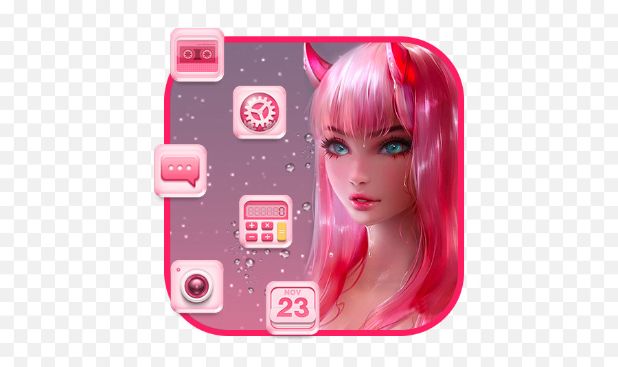 Anime Pink Devil Girl Theme Apk 113 - Download Apk Latest For Women Png,Anime Icon Pack Android