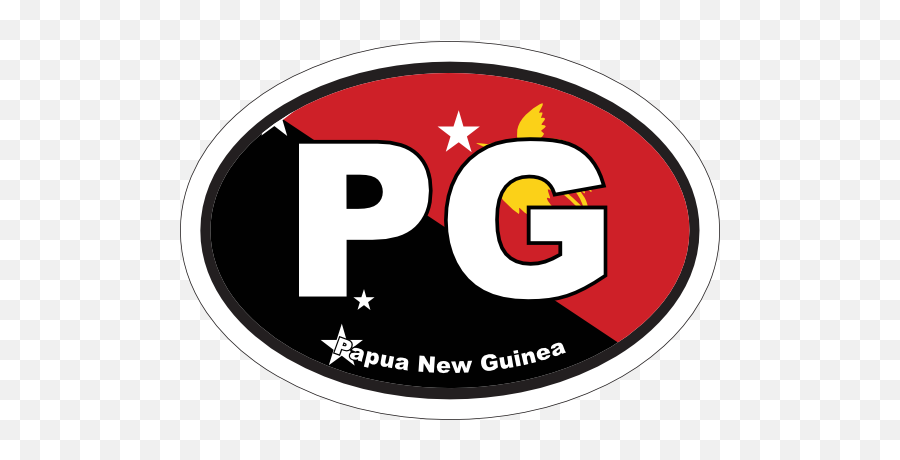 Papua New Guinea Pg Flag Oval Sticker - Circle Png,New Sticker Png