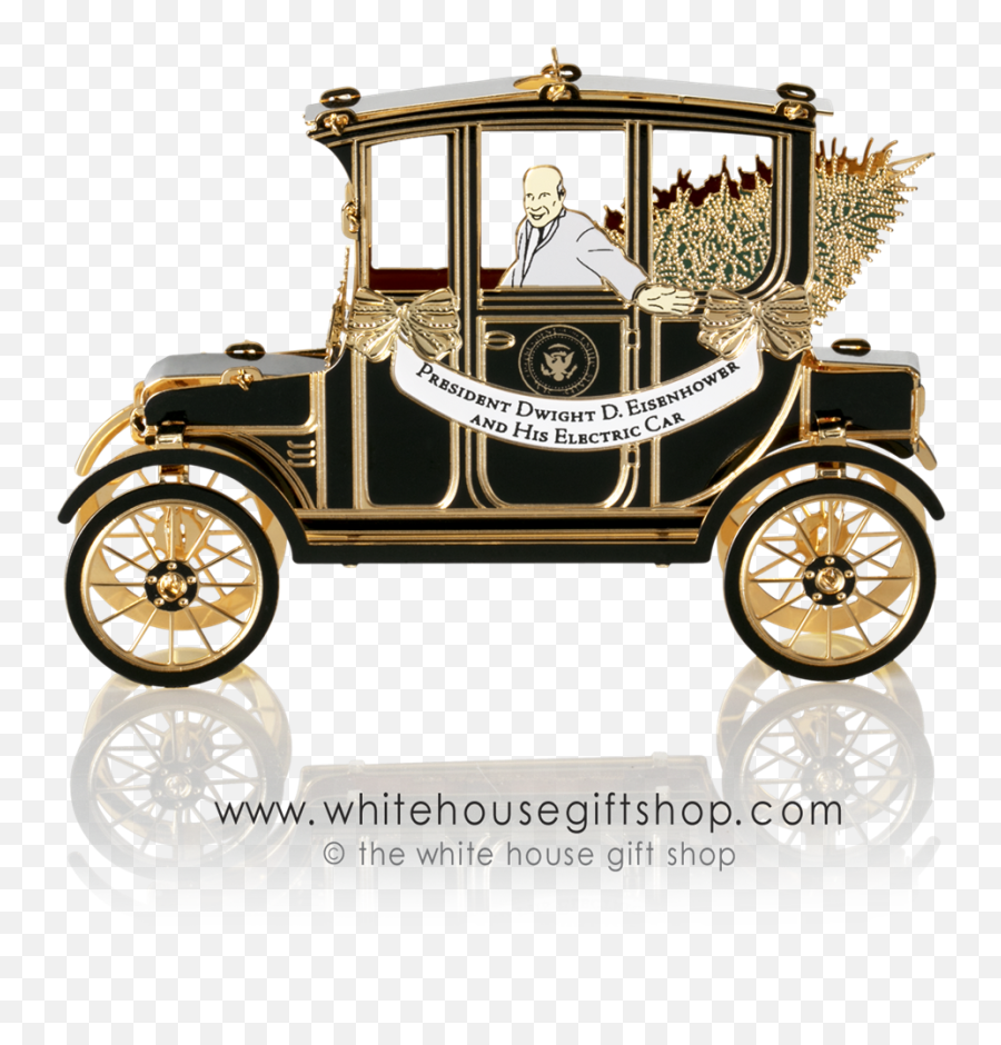 2019 Official White House Gift Shop Ornament Made In The Usa Titled President Dwight D Eisenhower U0026 His Electric Car Features Full Color 3 - D 2019 White House Ornament Png,The White House Png