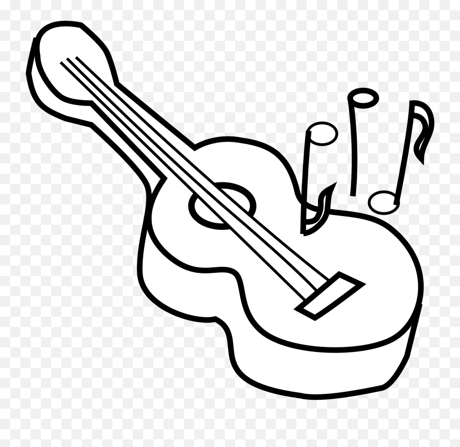 Guitar Black And White Clip Art Free - Printable Guitar Clipart Black And White Png,Guitar Clipart Png