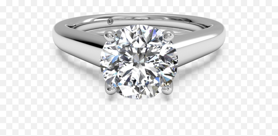 Solid Band Solitaire Engagement Ring In - Engagement Rings With Baguette Png,White Ring Png