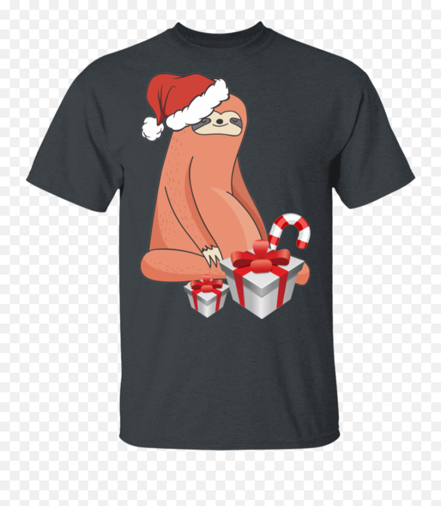 Cute Sloth In Santa Hat Christmas Cartoon Funny Tee Black - Funny Alabama Crimson Tide T Shirts Png,Cartoon Christmas Hat Png