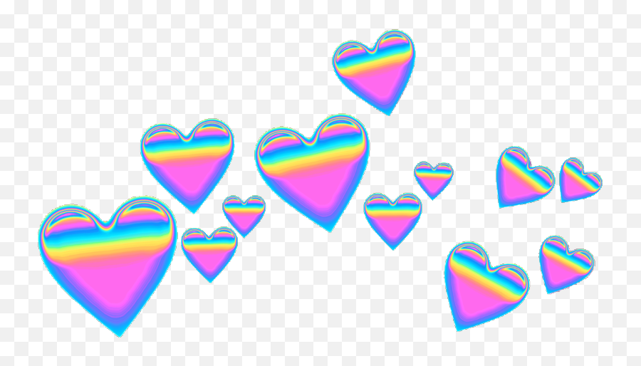 Pink Purple Blue Green Rainbow Emoji Emojicrown - Transparent Background Purple Hearts Png,Heart Emojis Transparent