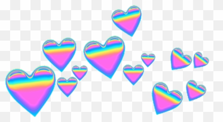 Pink Purple Blue Green Rainbow Emoji Emojicrown - Transparent Background Purple Hearts Png