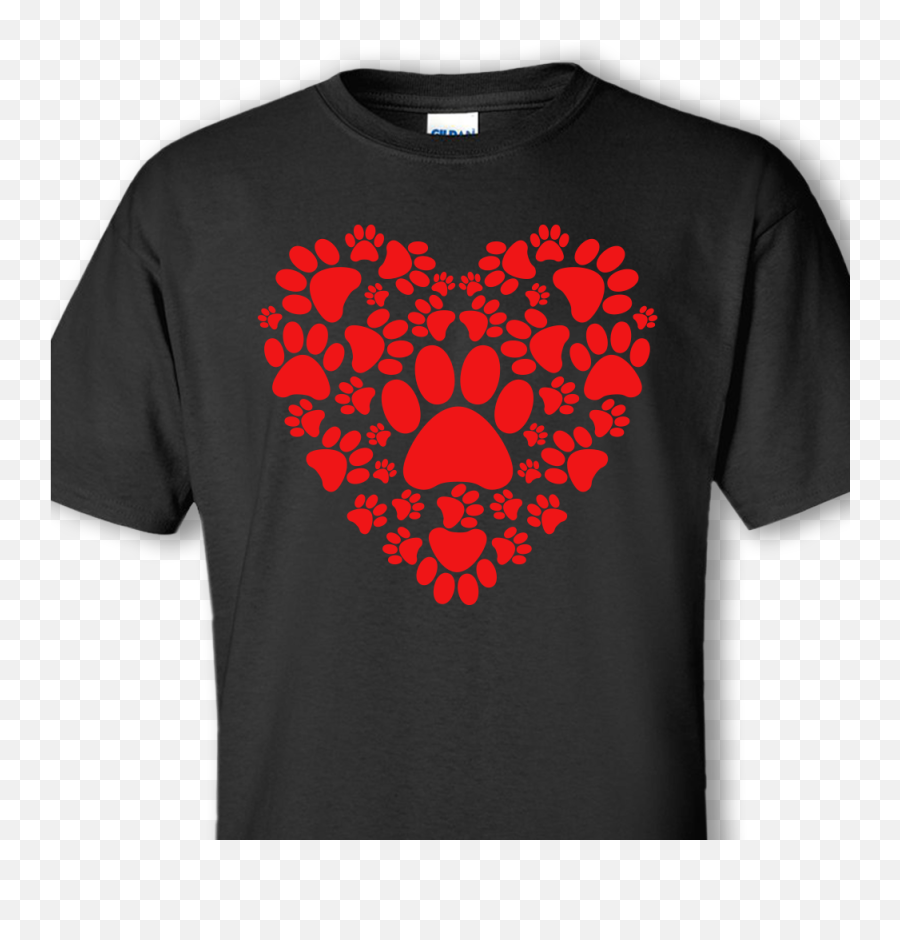 Dog Paw Prints In The Shape Of A Heart Custom T - Shirt Png,Dog Paw Print Png