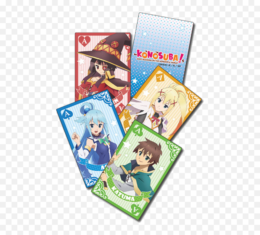 Konosuba Kazuma Aqua Megumin U0026 Darkness Group Playing Cards - Konosuba Cards Png,Megumin Transparent
