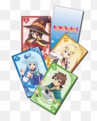 Konosuba Kazuma Aqua Megumin U0026 Darkness Group Playing Cards - Konosuba Cards Png,Megumin Transparent