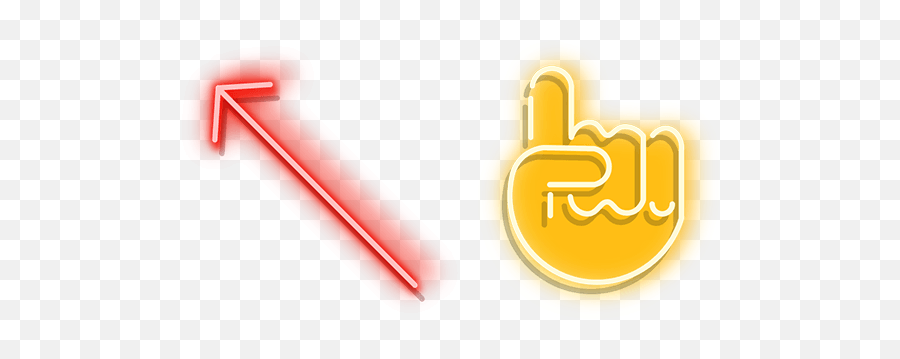 Red Arrow And Yellow Pointer Hand Neon - Red Neon Arrow Png,Neon Arrow Png