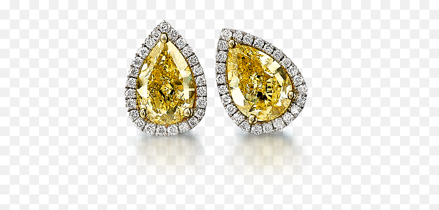 Claw Set Pear Shaped Yellow Diamond Png