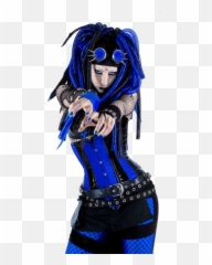 Wild Girl In Blue Outfit And Hair Png Official Psds - Steampunk Neon Cosplay