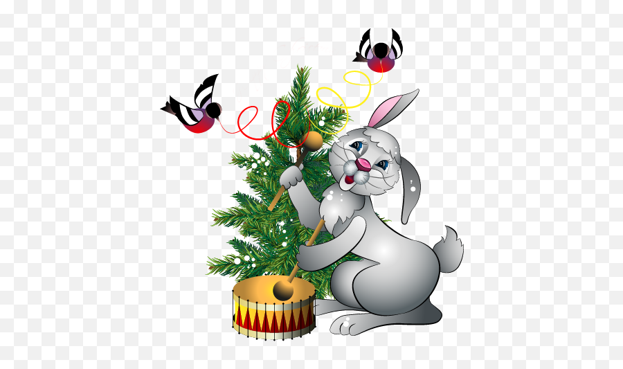 Christmas Bunny With Drum Png Clipart - Christmas Bunny Christmas Bunny Png,Bunny Transparent