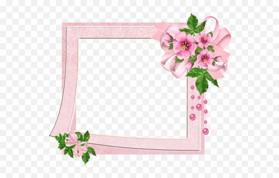 Cute Pink Transparent Photo Frame With Flowers Lijst - Border Cute Flower Frame Png,Cute Flower Png