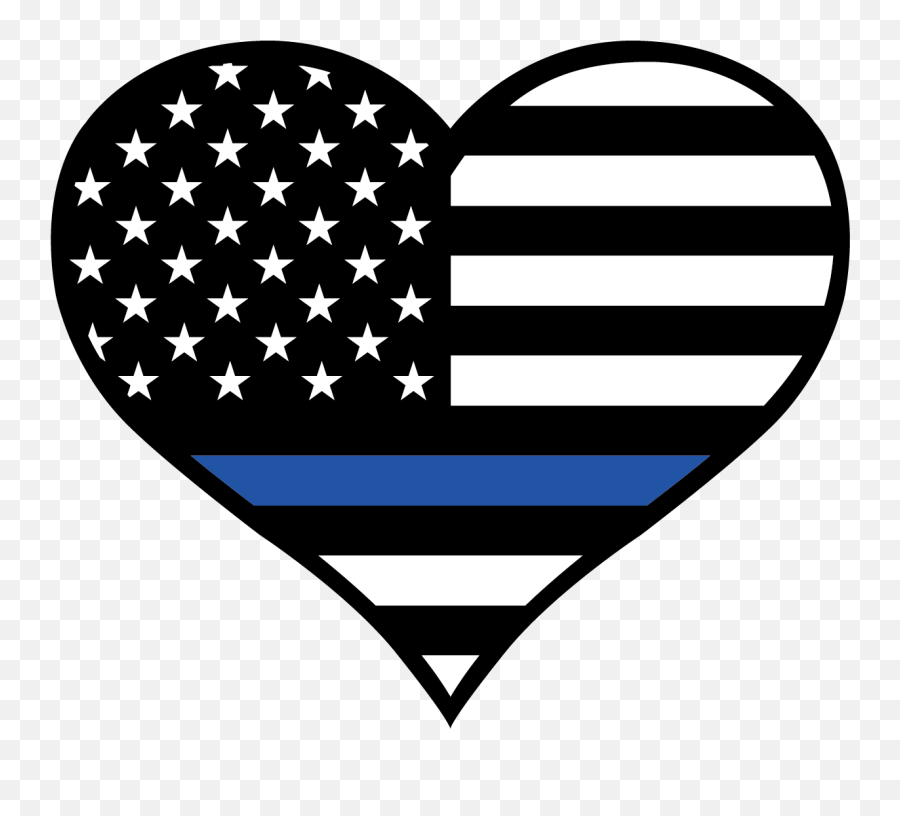 Thin Blue Line Heart Sticker - Thin Blue Line Heart Svg Png,Thin Blue Line Png