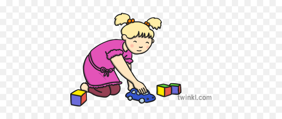 Girl Playing With Toy Car Illustration - Twinkl Toy Car Twinkl Png,Toy Car Png