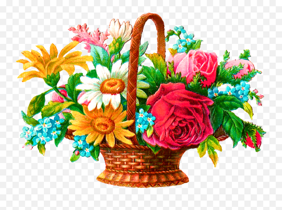 Antique Images Stock Flower Basket Digital Image - Bouquet Png,Wild Flowers Png