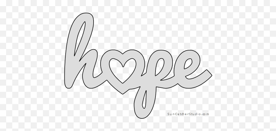 Hope Heart - Pattern Template Stencil 1930866 Png Word Hope Coloring Page,Heart Pattern Png