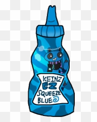 A Bottle Of Keinz Unten Blue Ketchup As It Appears - Ez Ez Squirt Ketchup Transparent Background Png,Squirt Png