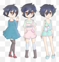 Character 3 Times In A Cute Anime Style - Cartoon png
