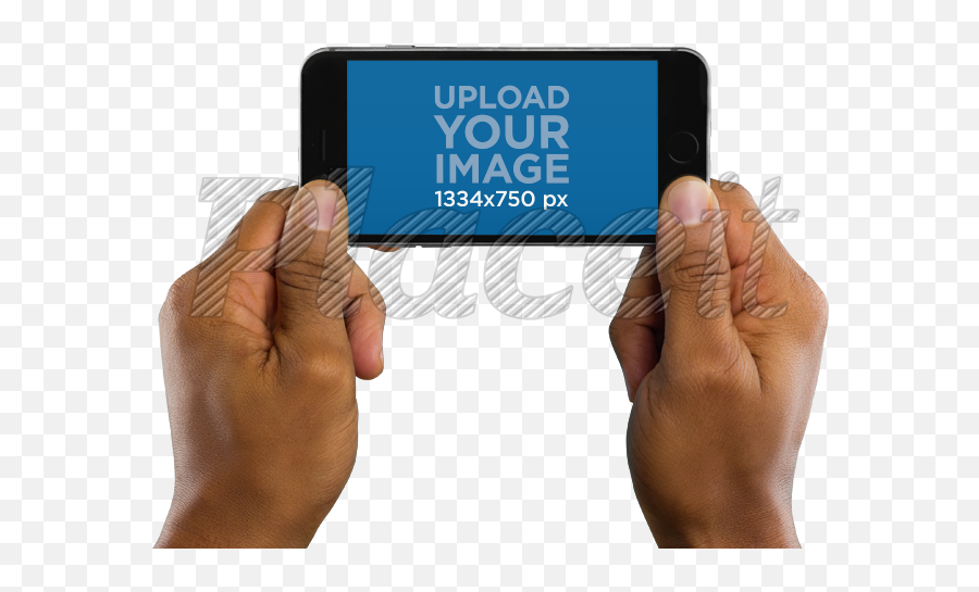 Man Holding Iphone 6 Mockup With Both Hands - Iphone 6 Png,Hand Holding Iphone Png