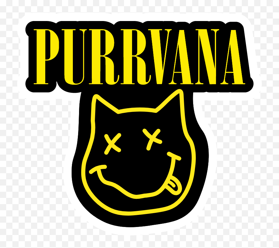 Purrvana In 2020 Music Stickers Cat Logo - Nirvana Logo Cat Png,Nirvana Logo Transparent