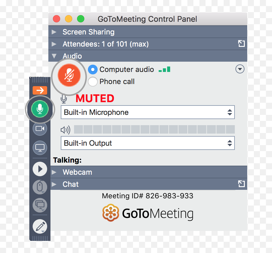 Gotomeeting Organizer Guide For Mac - Gotomeeting Support Gotowebinar Chat Box Png,Volume Icon In System Tray