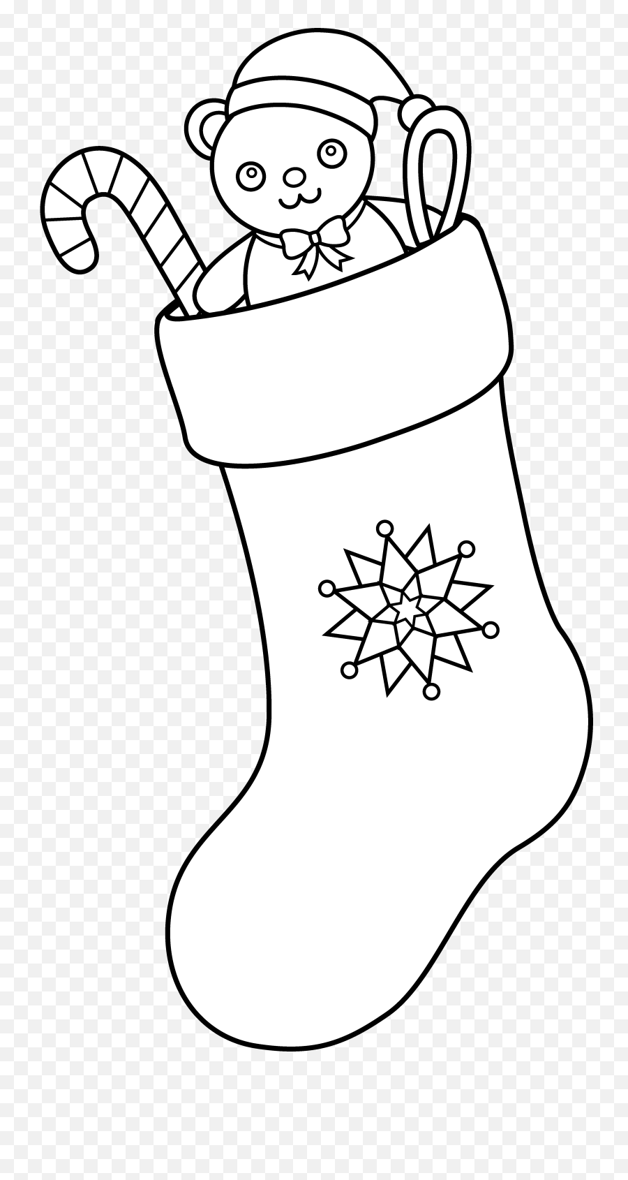 White Png - Outline Christmas Sock Clipart,Cross Clipart Png