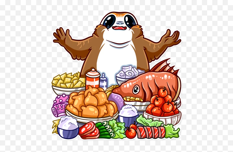Kid Porg Stickers - Live Wa Stickers Diet Food Png,Porg Icon Png