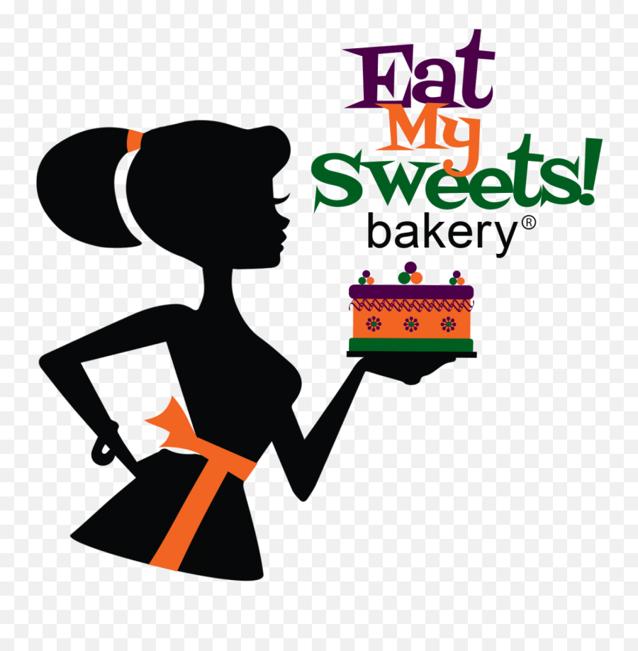 Eat My Sweets Bakery Logo - Silhouette Girl With Cupcake Make A Diaper Cake Png,Bakery Logo