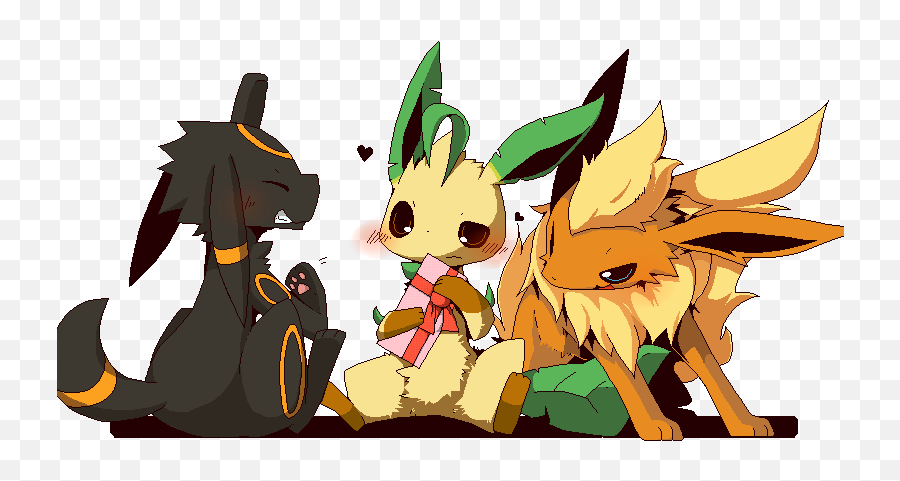 Umbreon Flareon And Leafeon Pokemon Drawn By Shin - Flareon Leafeon And Umbreon Png,Flareon Png