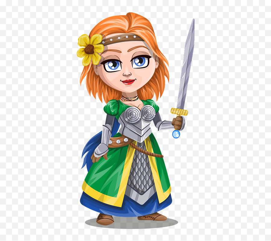 Download Hd Knight Lady With Sword And Flower - Lady Knight Female Knight Clipart Png,Knight Clipart Png