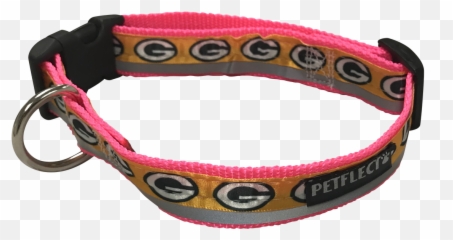 Green Bay Packers Dog Collar - Reflective Pink Nylon Super Strength Nfl Team Logos Martingale Png,Dog Collar Png