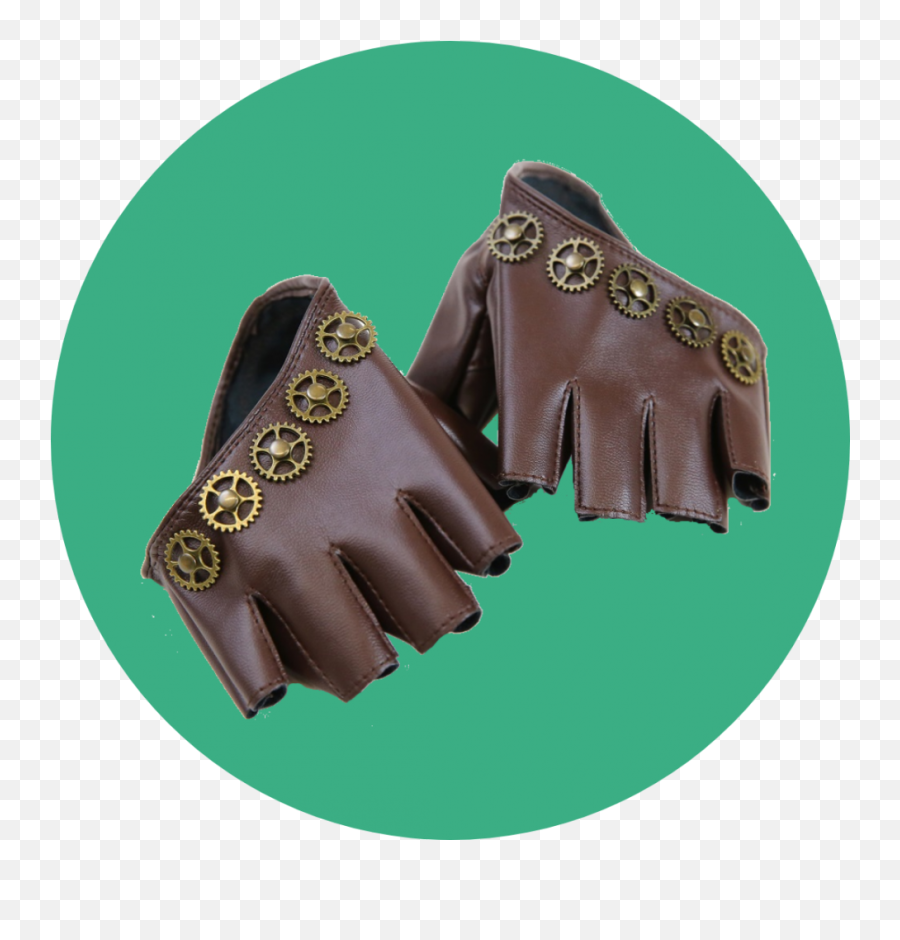 Brown Steampunk Fingerless Gloves - Leather Png,Steampunk Gears Png