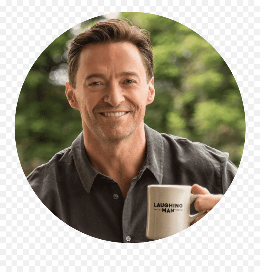 Laughing - Hugh Jackman Coffee Png,Laughing Man Png