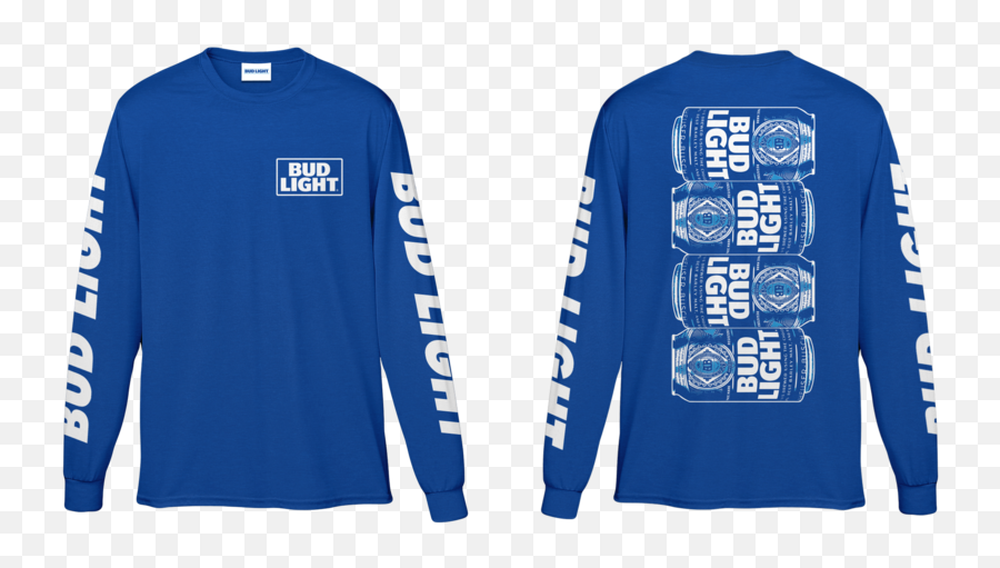 Bud Light Long Sleeve Stacked Can Back Print Tee - Long Sleeve Png,Bud Light Can Png