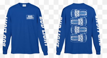 Bud Light Long Sleeve Stacked Can Back Print Tee - png