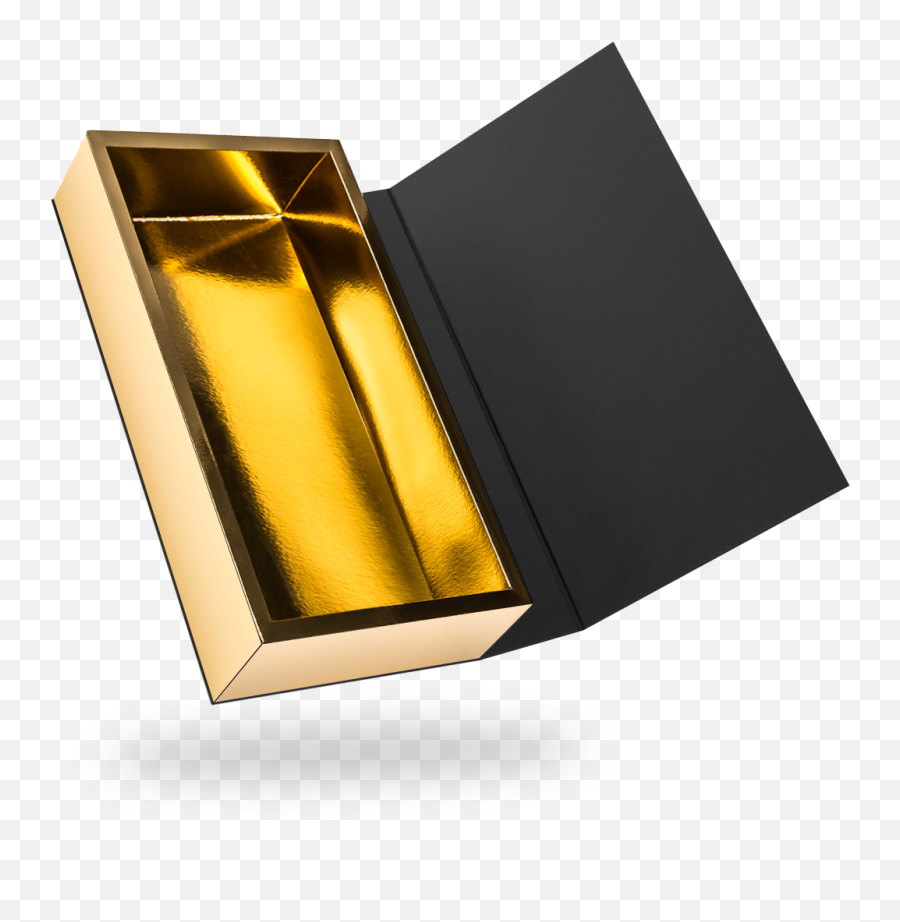 Black Outside Gold Inside Rectangular Magnetic Box - Horizontal Png,Gold Rectangle Png