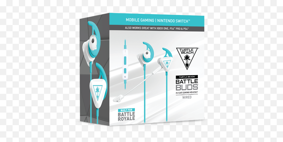 Battle Buds In - Ear Gaming Headset Whiteteal U2013 Turtle Turtle Beach Battle Buds White Png,Boom Beach Logo