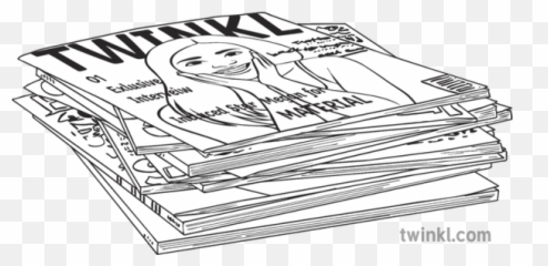 Stack Of Magazines Pile Books French Secondary Bw Rgb - Of Illustration png
