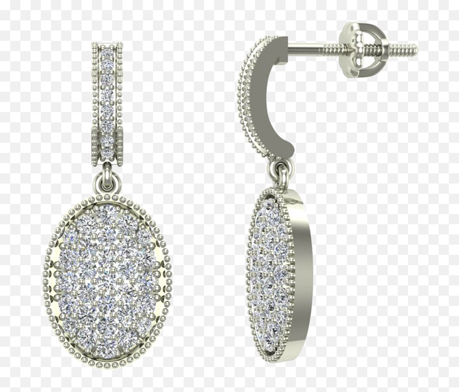 Download Hd Hoop Earrings - Pave Set Oval Dangle Diamond Earring Png,Diamond Earring Png