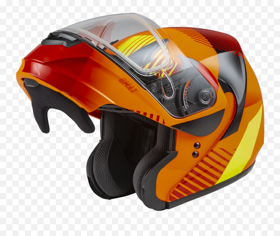 Gmax Md04 Modular Snow Helmet Reserve Graphic Neon Orange Hi Vis - Bicycle Helmet Png,Icon Overlord Long Gloves