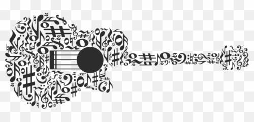 Pages Coloring Freeable Large Music - Black And White Guitar Clipart png