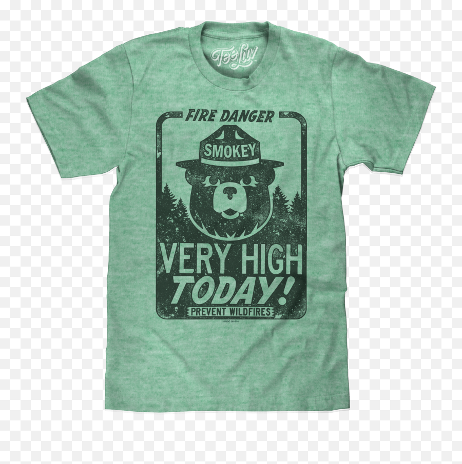 Smokey Bear Fire Danger Very High Big And Tall T - Shirt Green Heather Green Blank Tshirt Png,Smokey Png