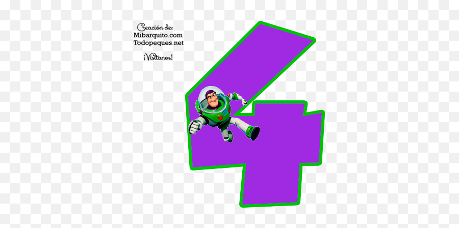 Numero 4 Buzz Lightyear Numbers Toy Story Mi Barquito - Toy Story Number 4 Png,Buzz Lightyear Png